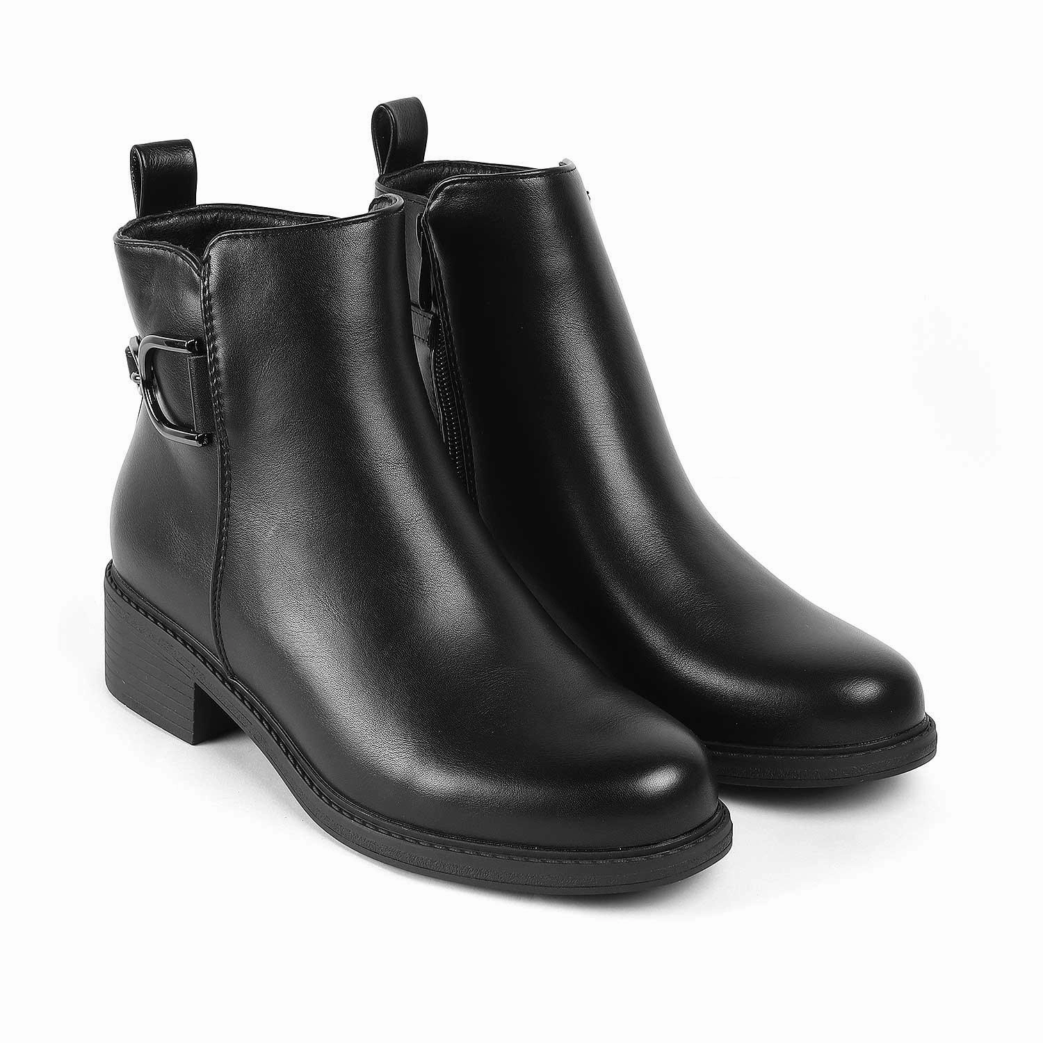 Kitten Heel Leather Boots Tresmode Zurich Black Women's Ankle-length Boots