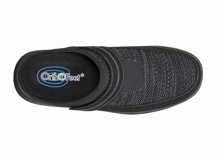 Rilakkuma Slippers ORTHOFEET - MEN -Hudson Stretch Knit - Black