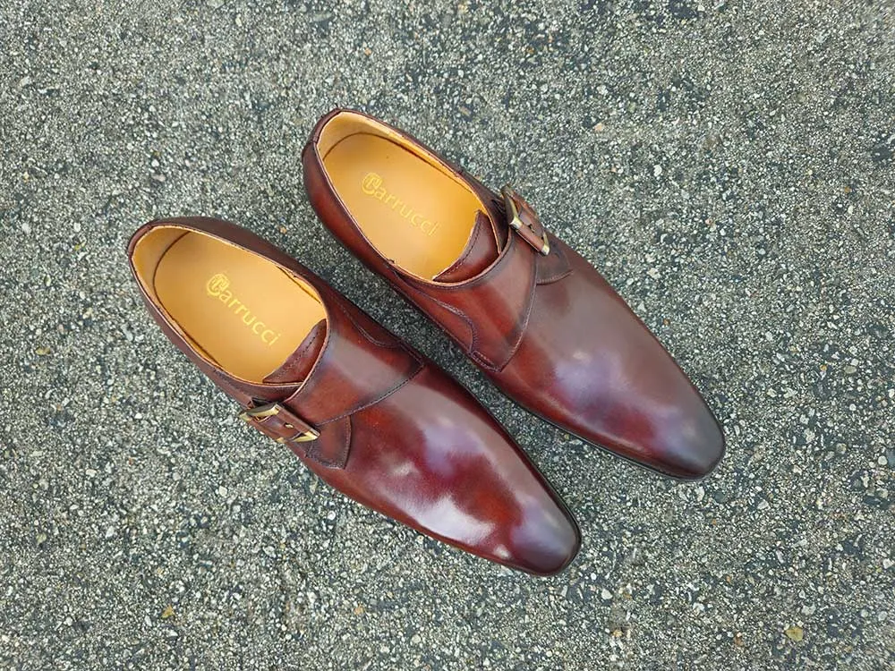 Monk Strap Buckle Leather Shoes Loafers Gold