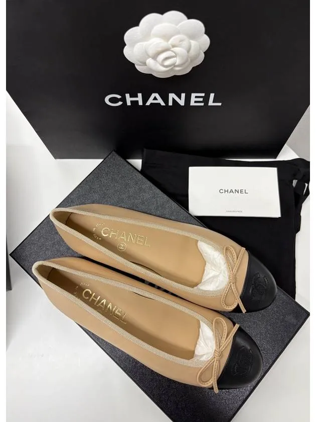 Two Tone Lambskin Ballerina Beige Black Chanel Best Sport Shoes For Flat Feet