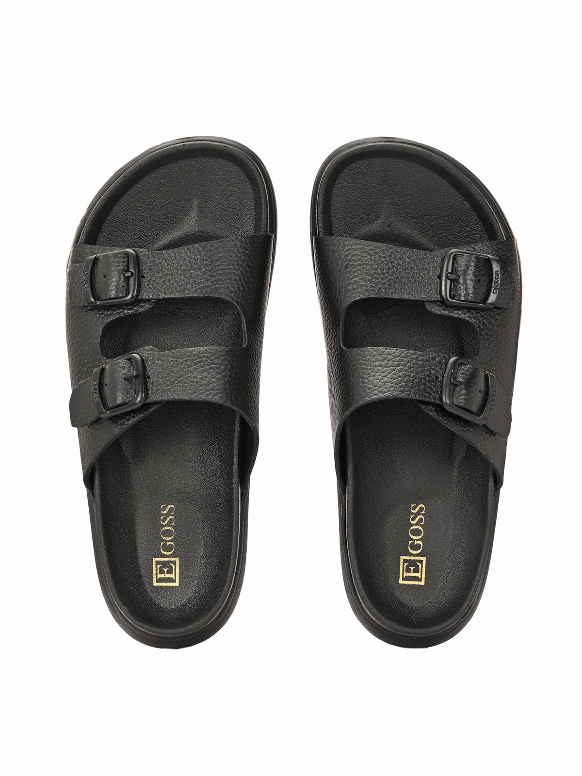 Kai Double Strap Leather Sliders Steel Toe House Slippers