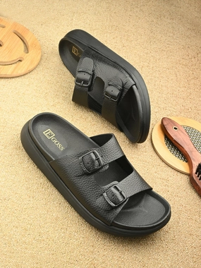 Squirrel Slippers Kai Double Strap Leather Sliders