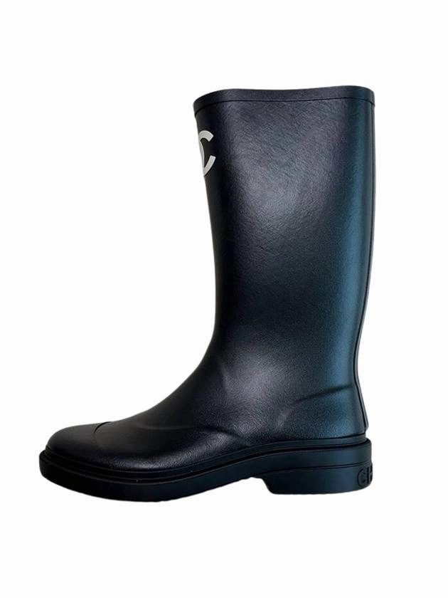 Metallic Western Boots CC Logo Caoutchouc Rain Boots Black Chanel