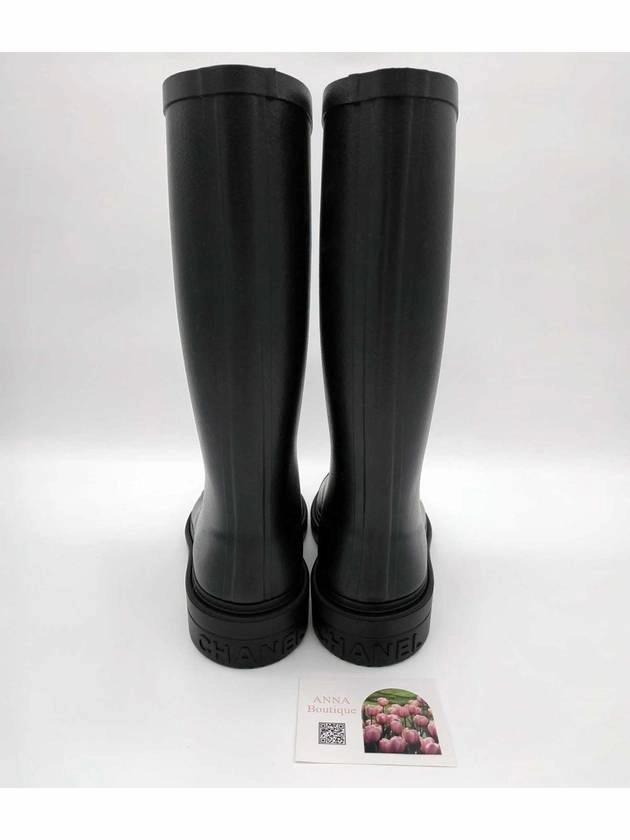 Boots Wide Toe CC Logo Caoutchouc Rain Boots Black Chanel
