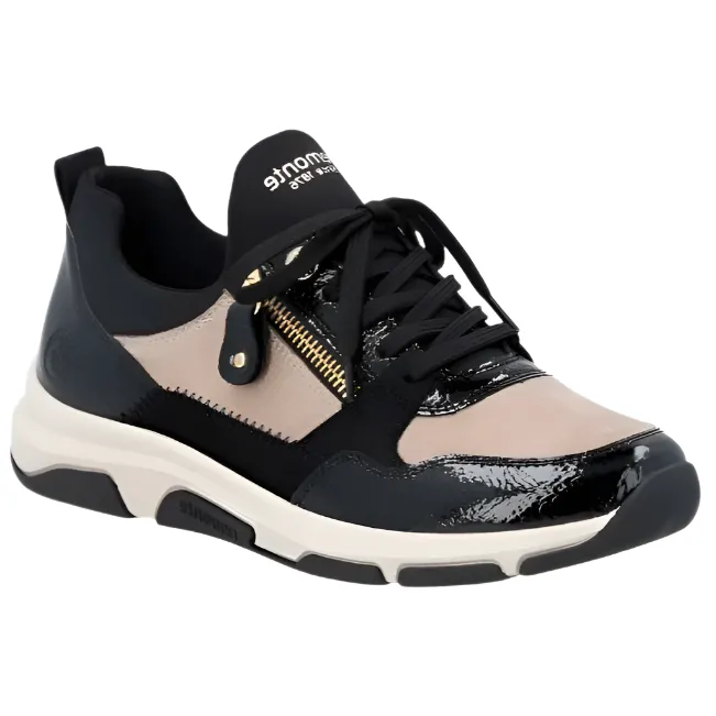 Small Wedge Sandals Remonte Women's Oxford Lace Up Sneaker - Black