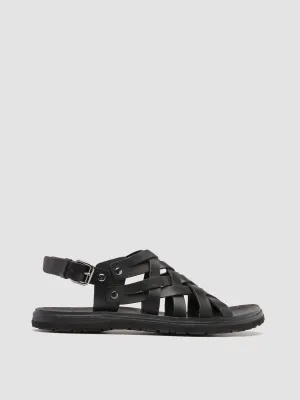Sandals Florida CHIOS 006 - Black Leather Fisherman Sandals