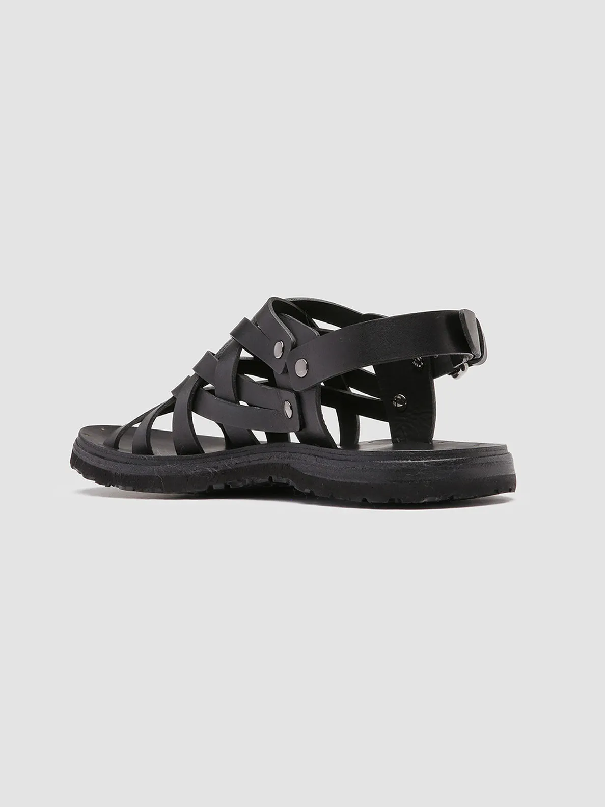 CHIOS 006 - Black Leather Fisherman Sandals J Renee Sandals