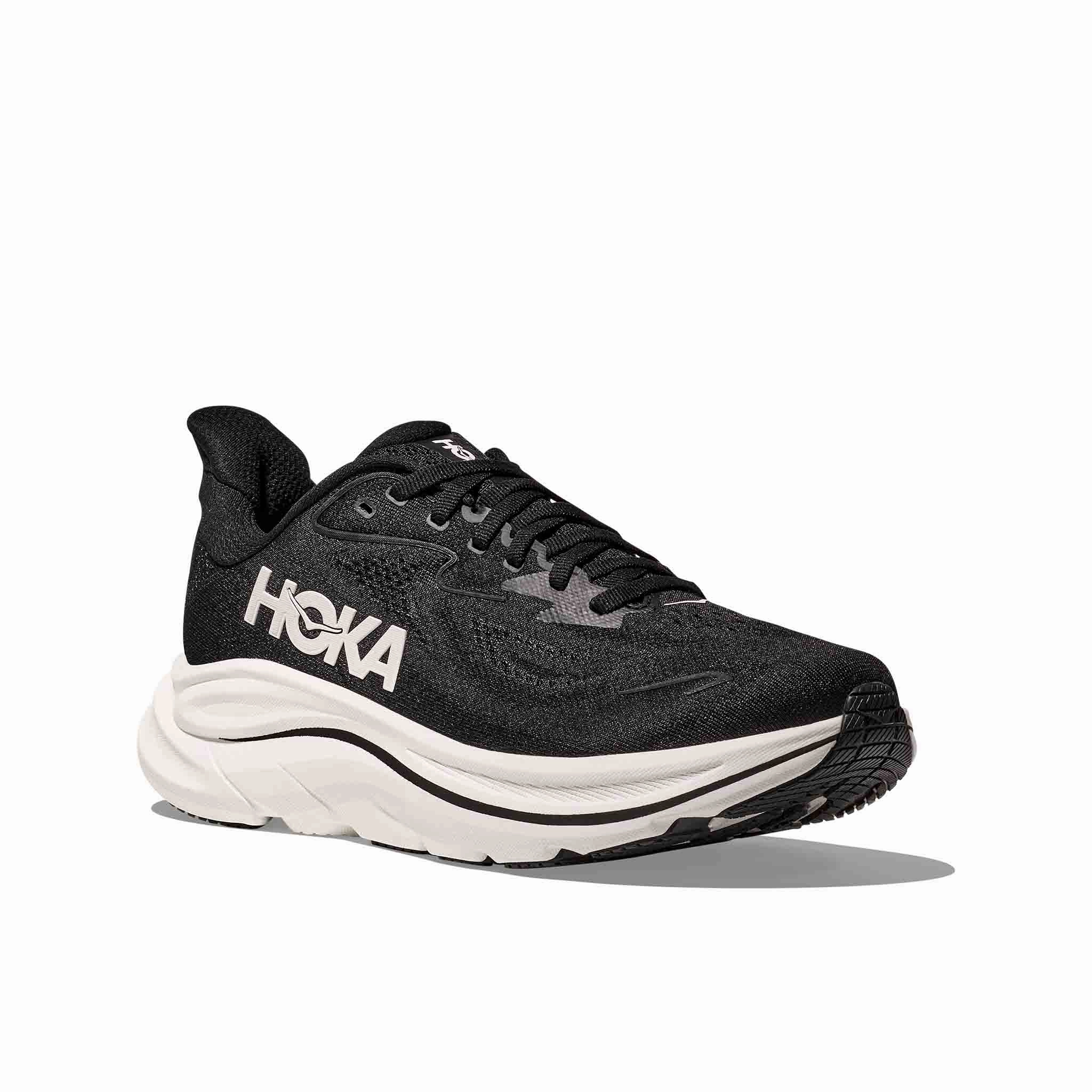HOKA | Women's Clifton 10 Wide Running Shoes - Black/White Castle Rock