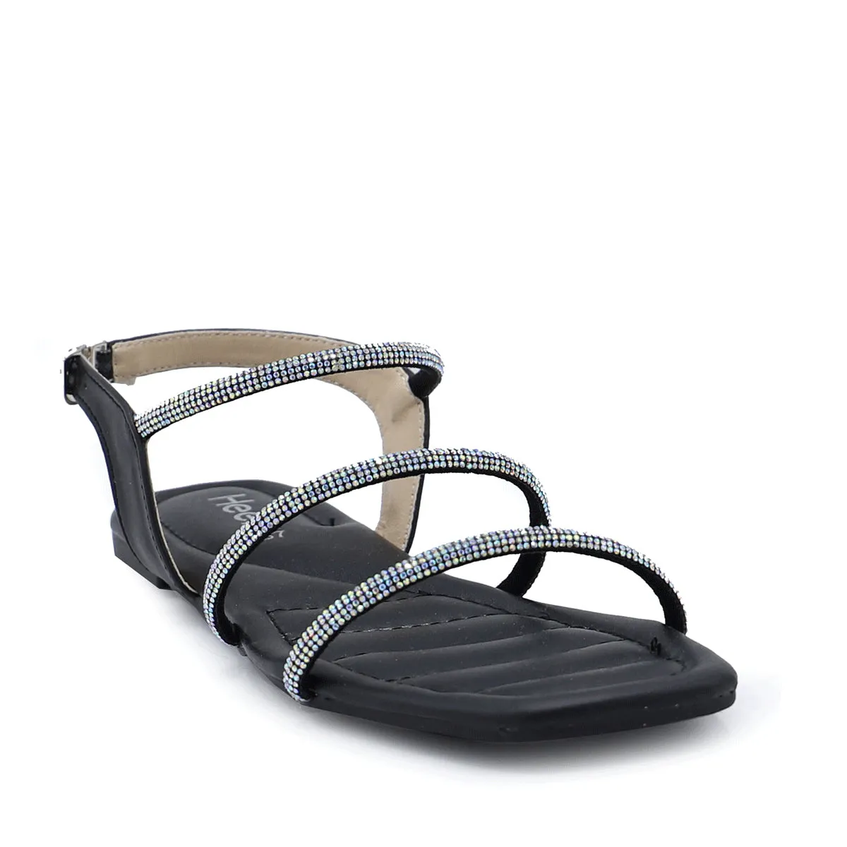 Foldable Sandals Black Fancy Sandal 060008