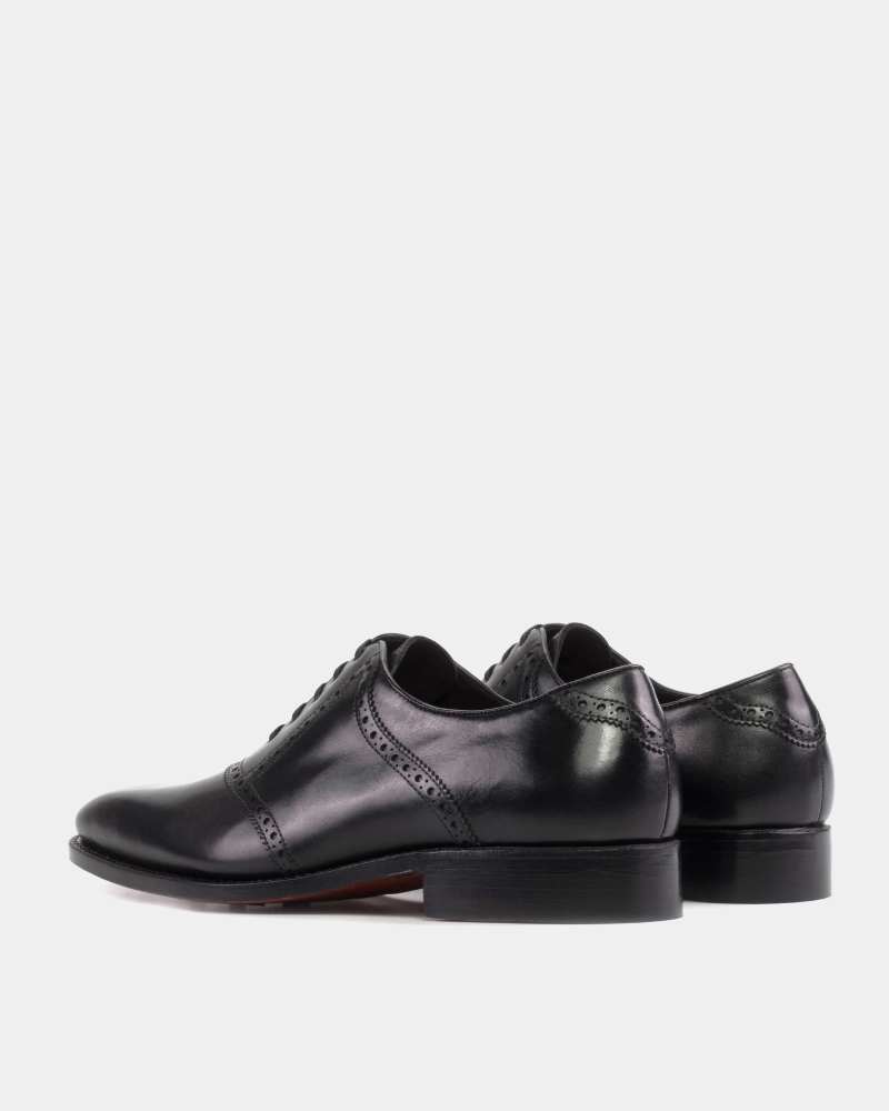 Martin Black Calf Saddle Oxford Upton Plain Toe Leather Oxfords