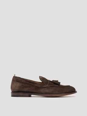 Heel Loafers OPERA 002 - Brown Suede Tassel Loafers