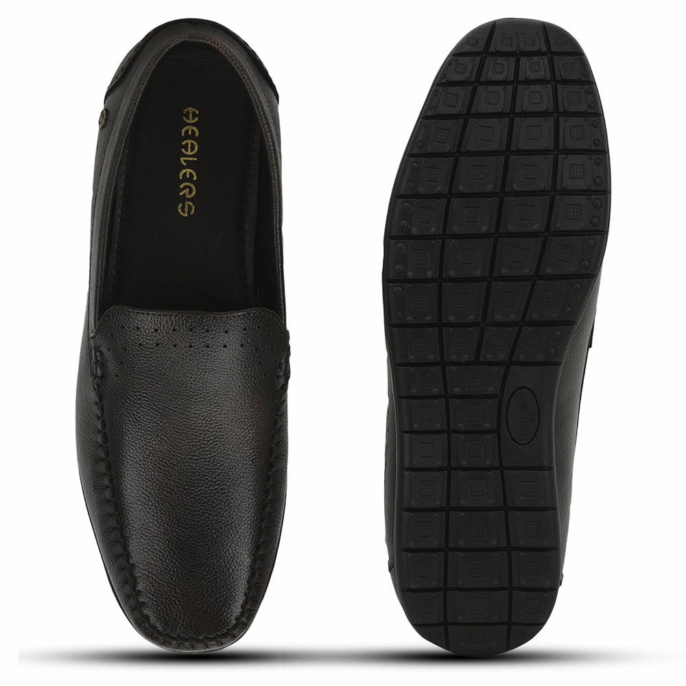 Healers Casual Non lacing Loafers Shoes For Men (D.Brown) JPL-271 By Liberty Loafers With A Buckle