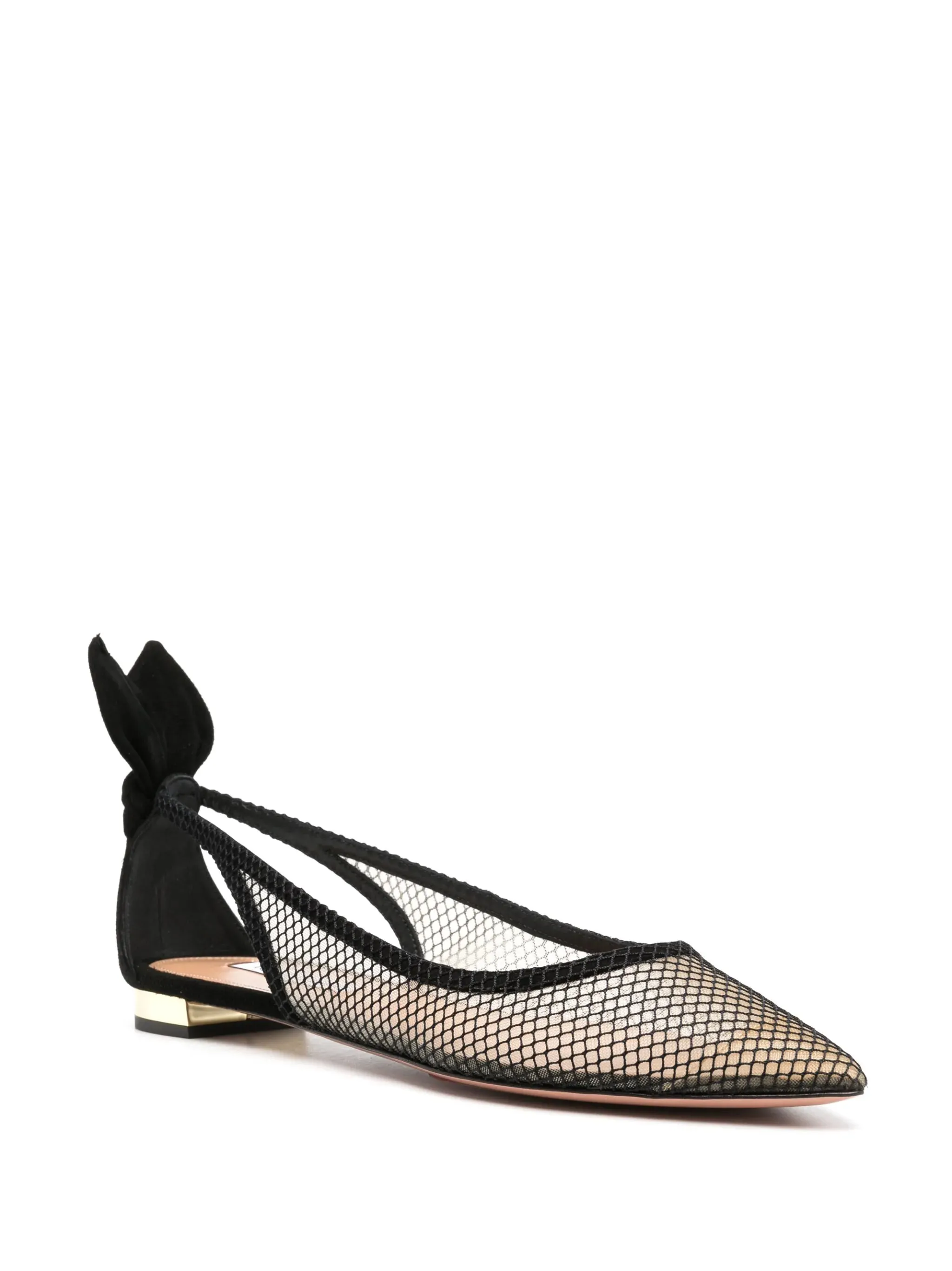 Flat D'orsay Shoes bow-embellished mesh ballerina shoes