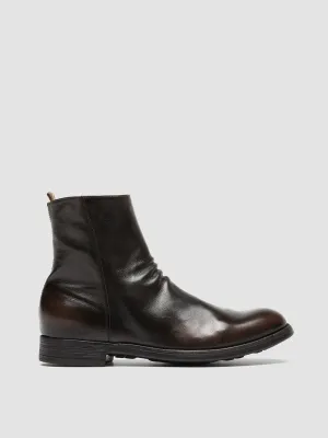 Charles Keith Boots CHRONICLE 058 - Brown Leather Zip Boots