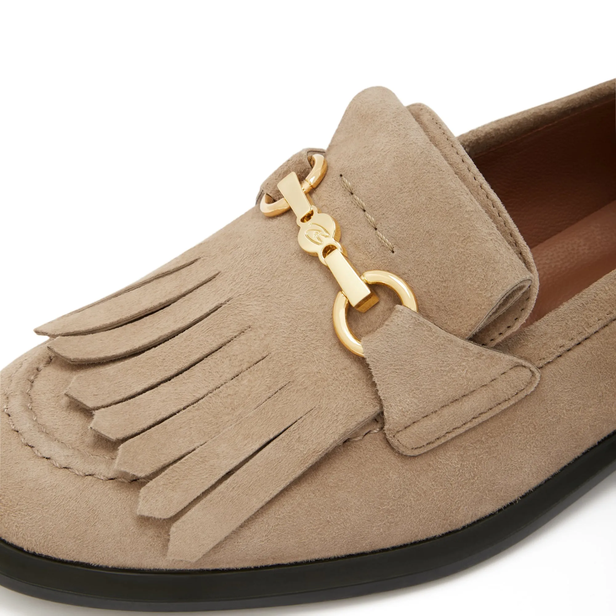 Vendme Lave taupe suede loafers Sweater Dress With Loafers
