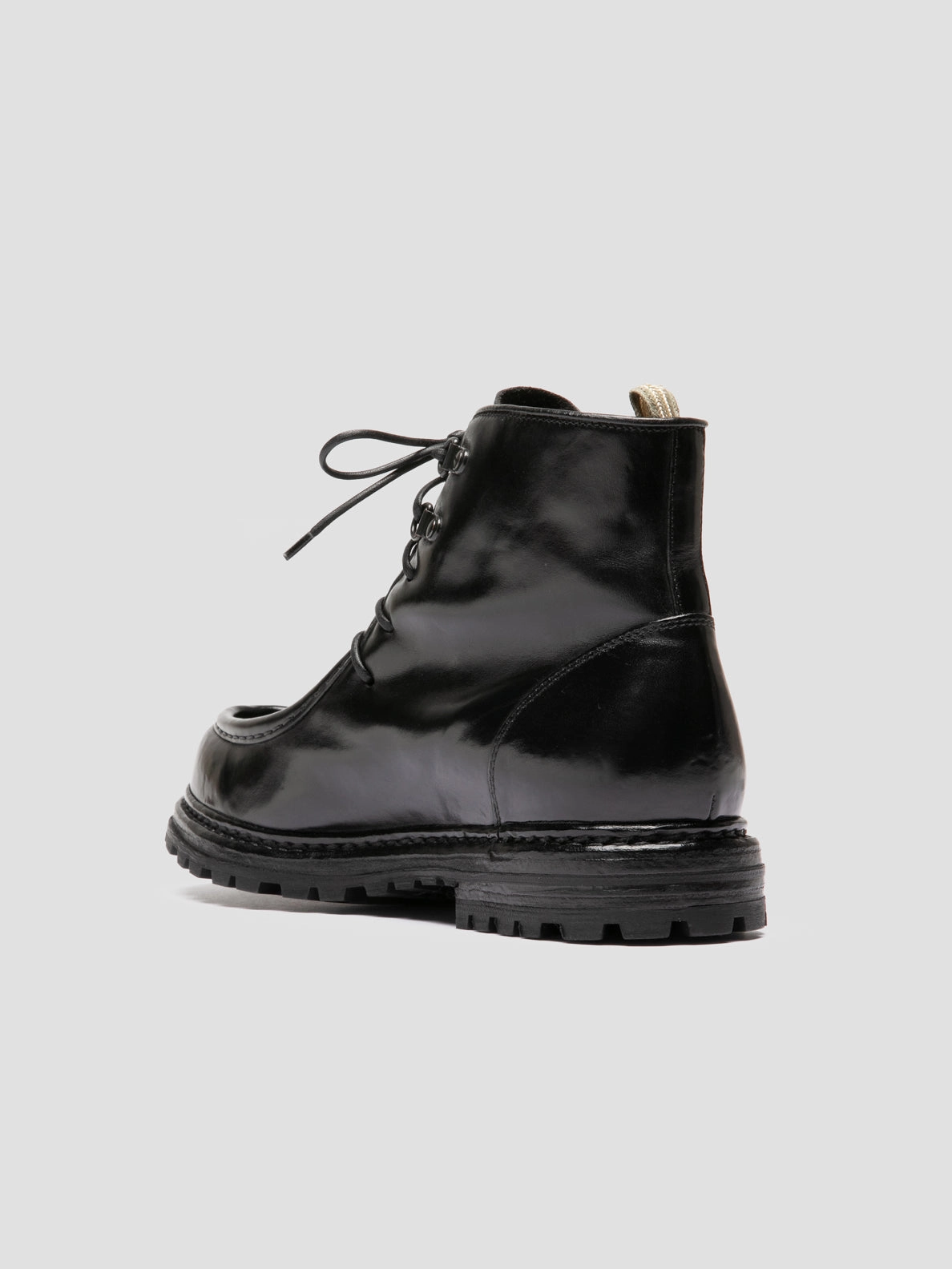 VOLCOV 010 - Black Leather Lace-Up Boots Bear Trap Boots