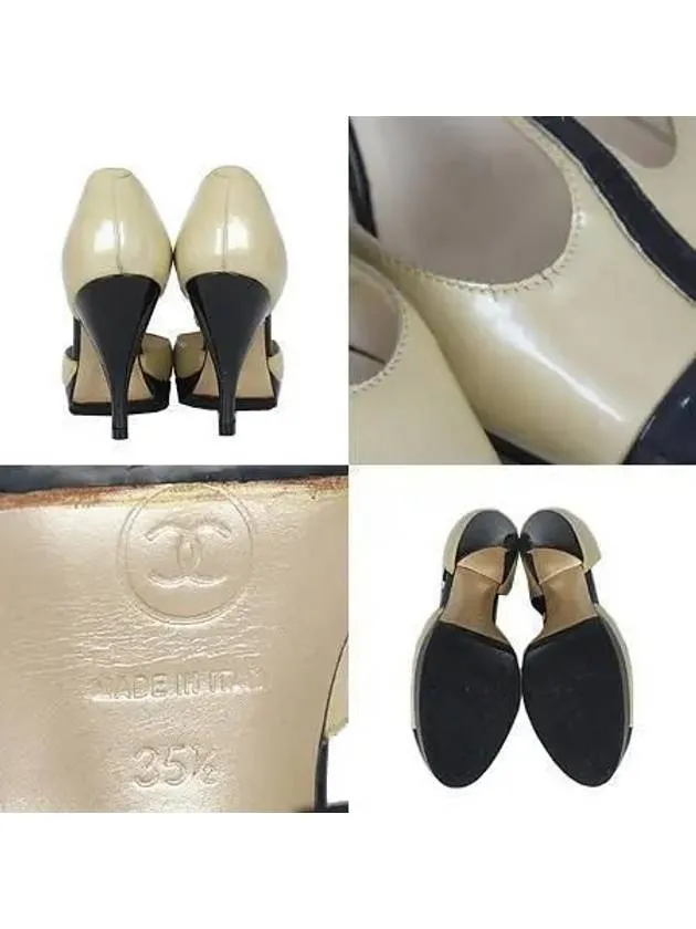Black Ivory Patent Ankle Warmer Women s Shoes No 230 Chanel High Heel Insertion