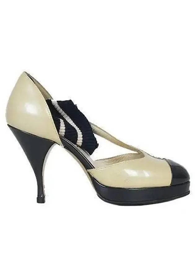 Black Ivory Patent Ankle Warmer Women s Shoes No 230 Chanel Platform High Heel Ankle Boots