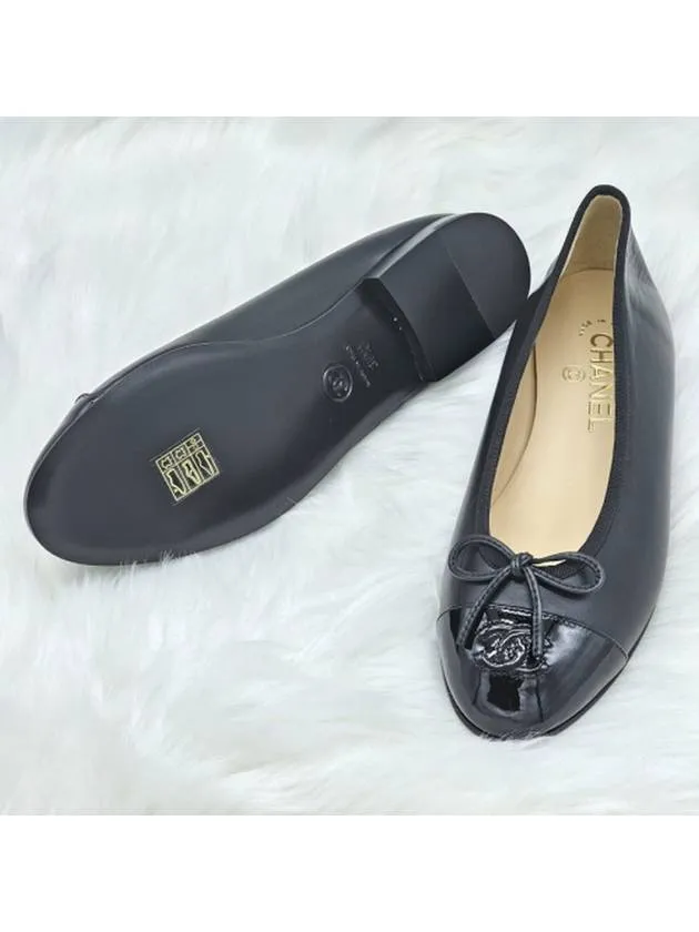 Velvet Flat Shoes Lambskin Ballerina Flats Black Chanel