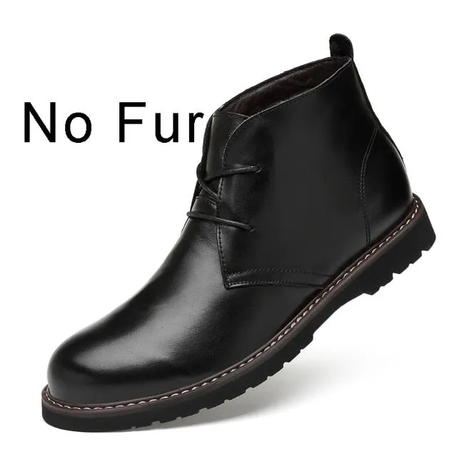 CLAX Men Desert boots Genuine Leather Ankle dress Boot Men casual Shoes Chukka Boot Autumn Winter Fur chaussure homme Plus Size Bike Riding Boots
