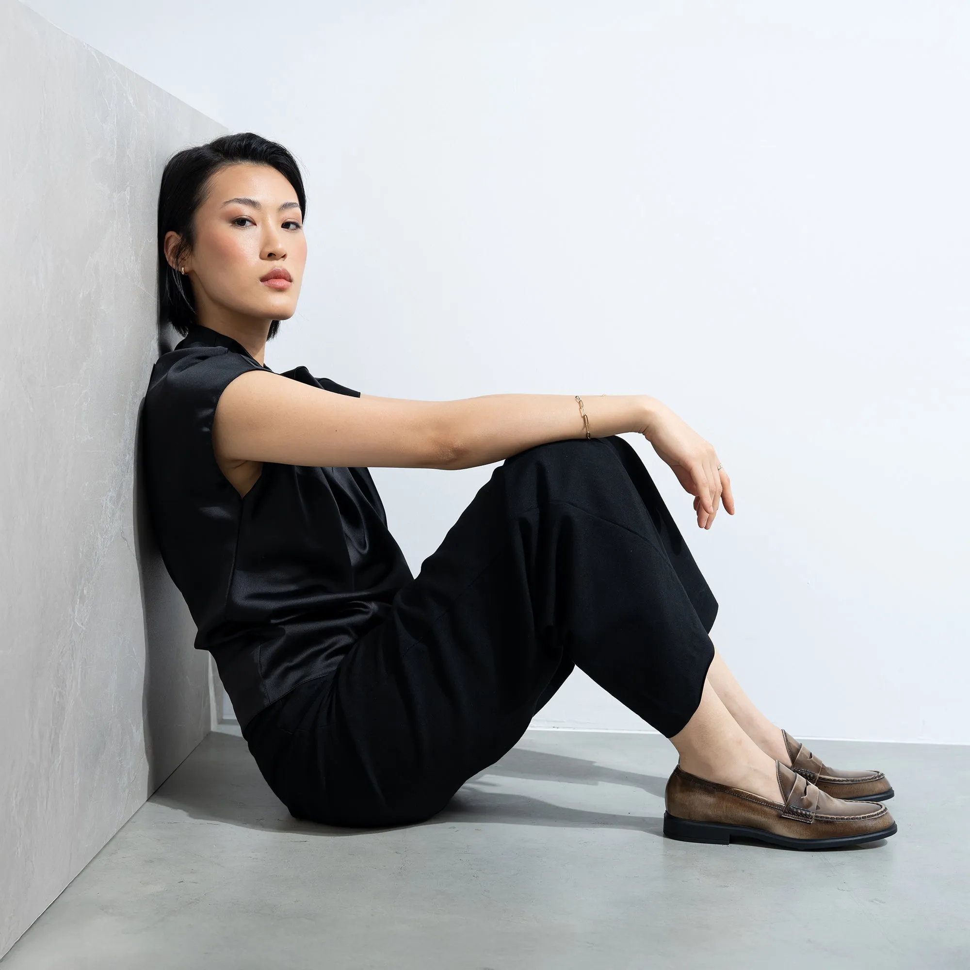 Vendme Blandine mocha spazzolato leather loafers Monolith Brushed Leather Loafers