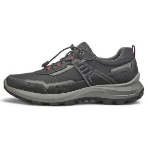 Hiking Shoes With Good Traction Ara Marshall Black/Grey Nubuck Trekking Sneaker (Men's)