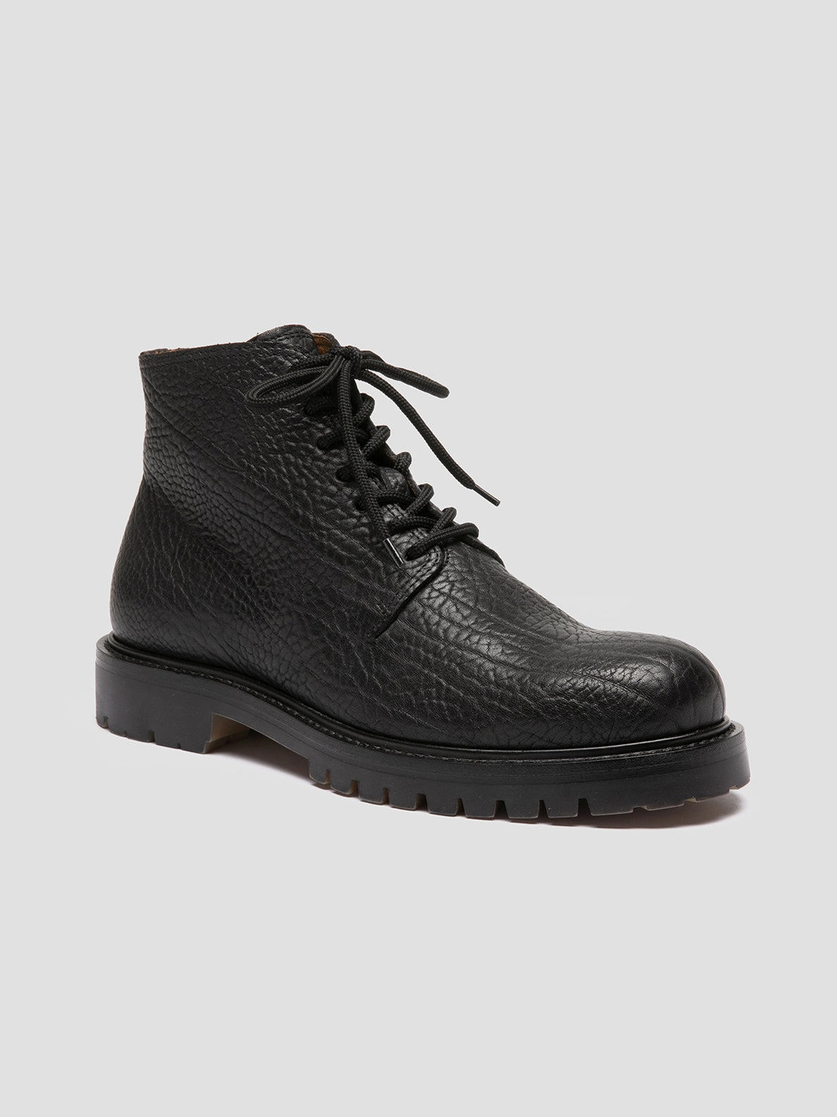 BOSS 011 - Black Leather Lace-up Boots Boot Rain Boots