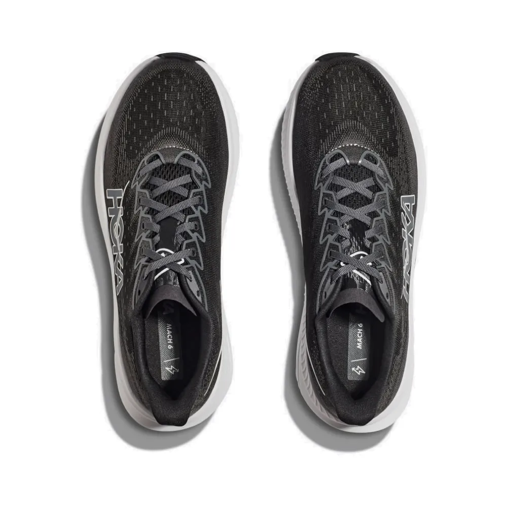 Hoka Men's Mach 6 Sneaker in Black/White Shoes Is Good Brand