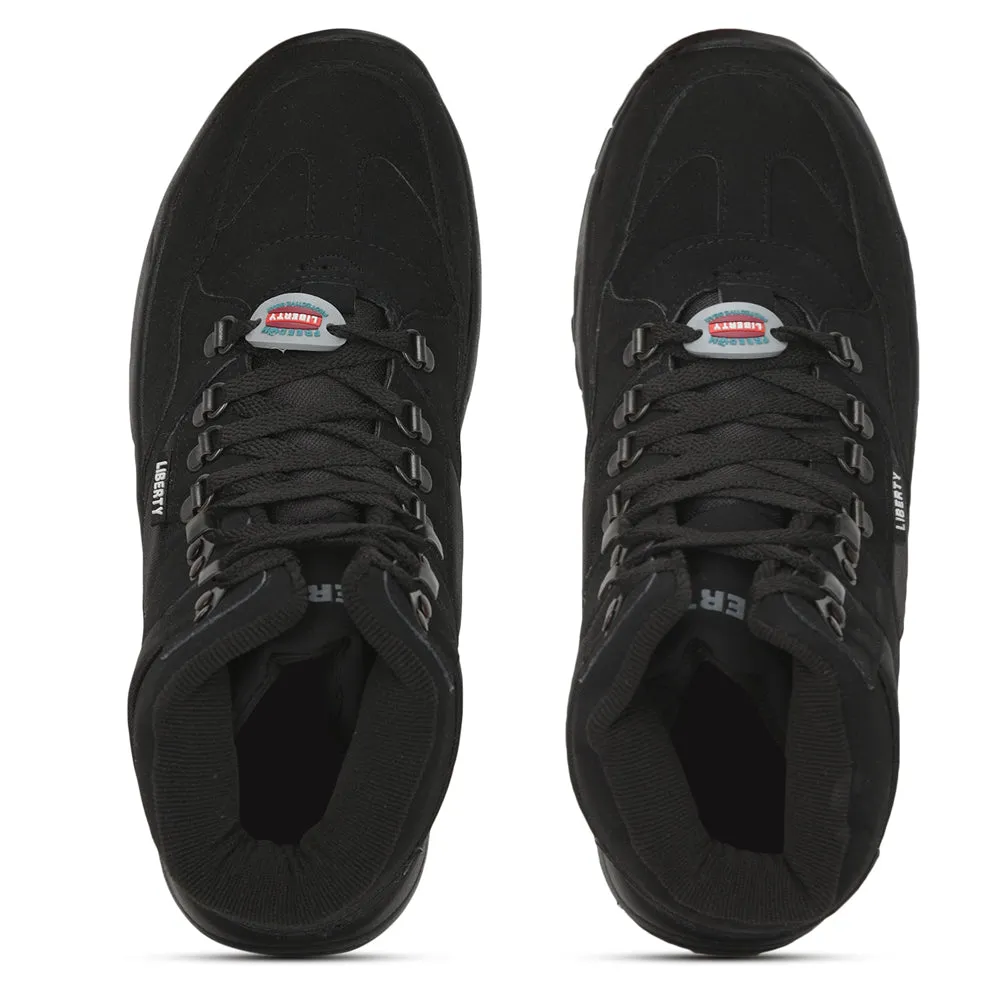 Freedom Casual (Black) Defence Hiking/Trekking Ankle Shoes EVREST-PRM By Liberty Hiking Shoes With Ankle Support
