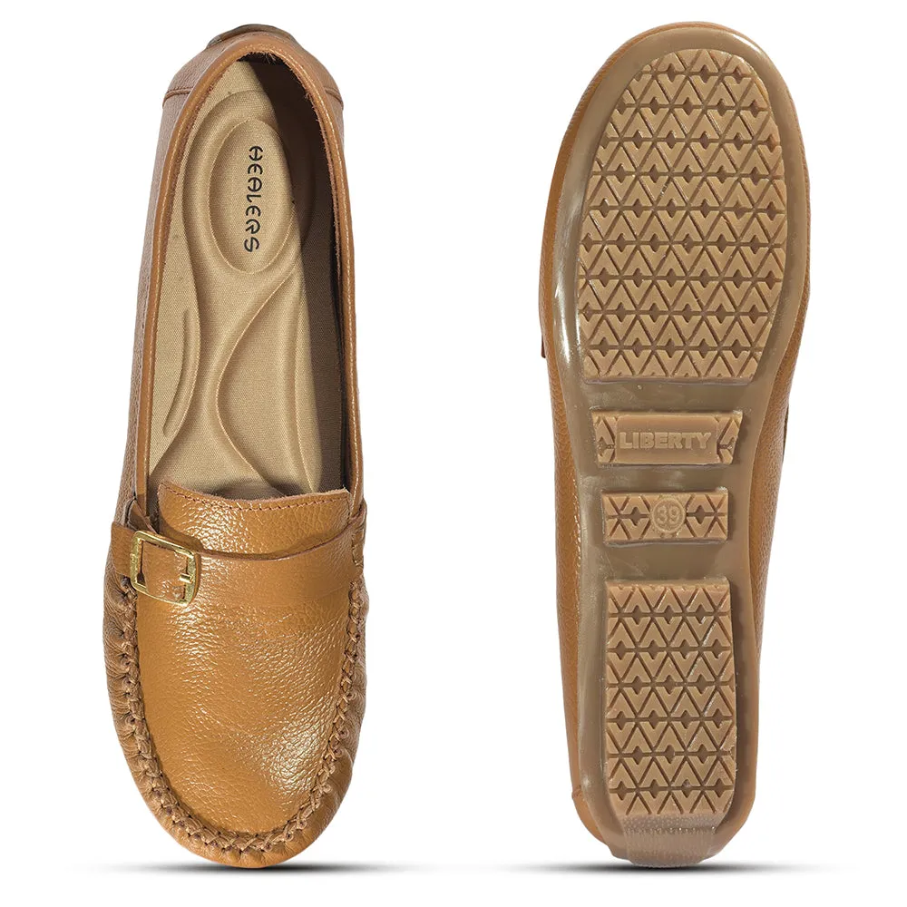 Healers Formal Shoes Tan Loafers For Women 2074-21 By Liberty Adrian Quad Platform Loafers