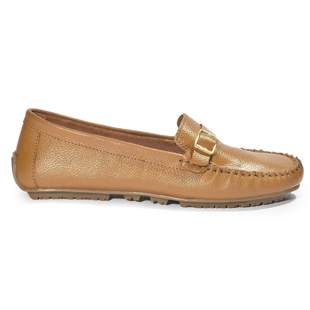 Healers Formal Shoes Tan Loafers For Women 2074-21 By Liberty Toe Box Loafers
