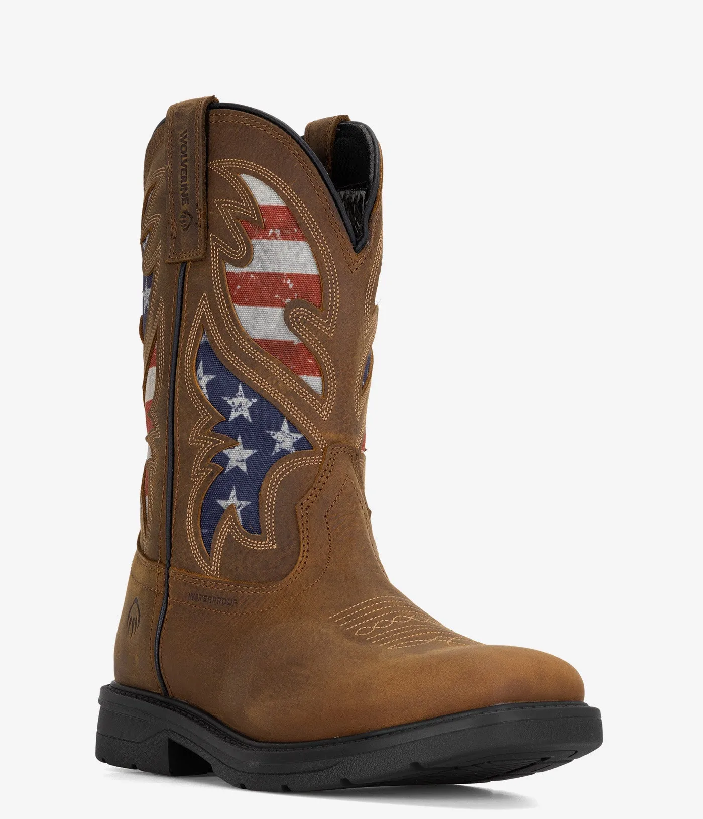 Cheapest Cowboy Boots Wolverine Rancher Flag Steel Toe Wellington Work Boot - Men