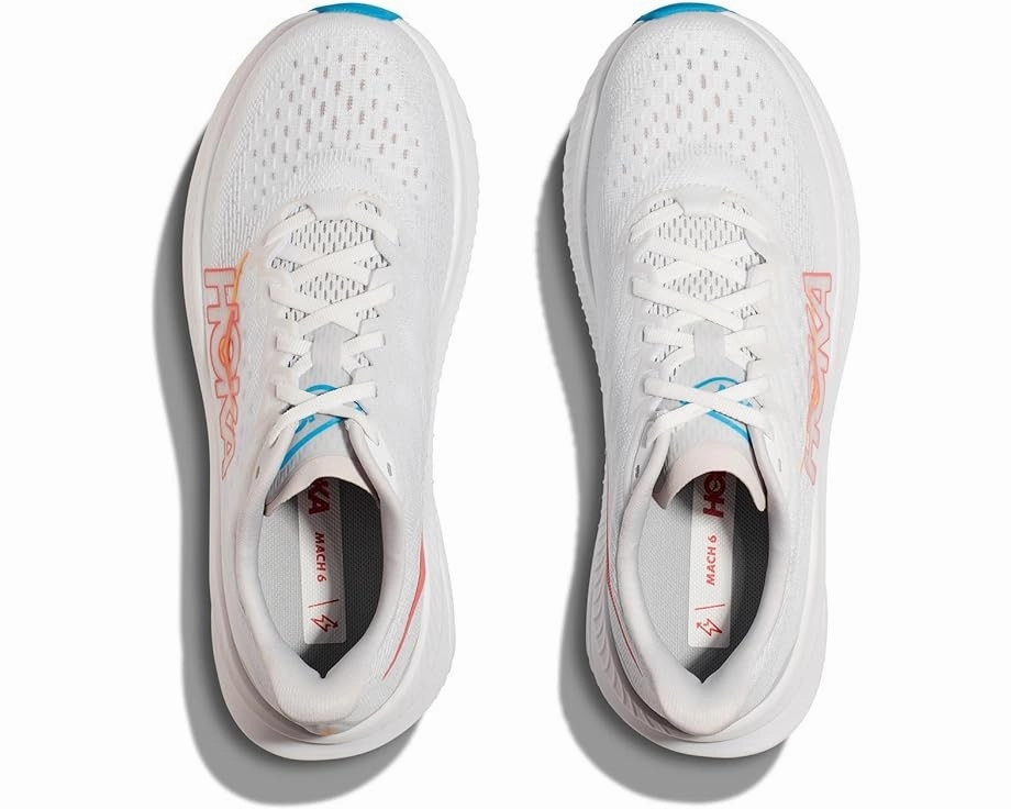 Women's Hoka Mach 6 (White/Nimbus Cloud) Shoes Flat Feet