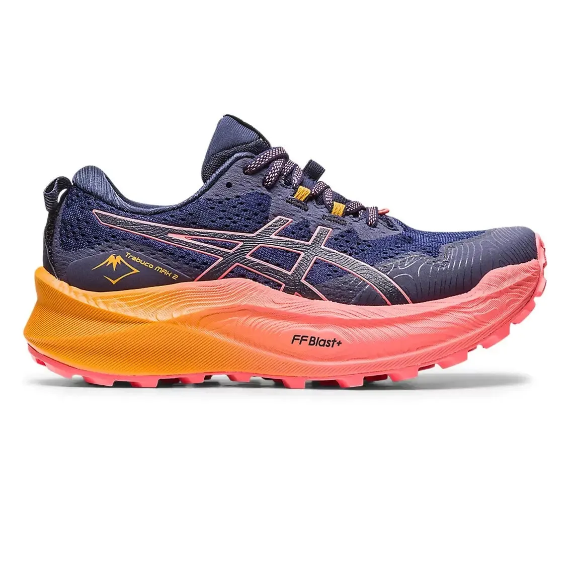 Asics Yuji Nishida Shoes Womens ASICS Trabuco Max 2 - Midnight / Papaya
