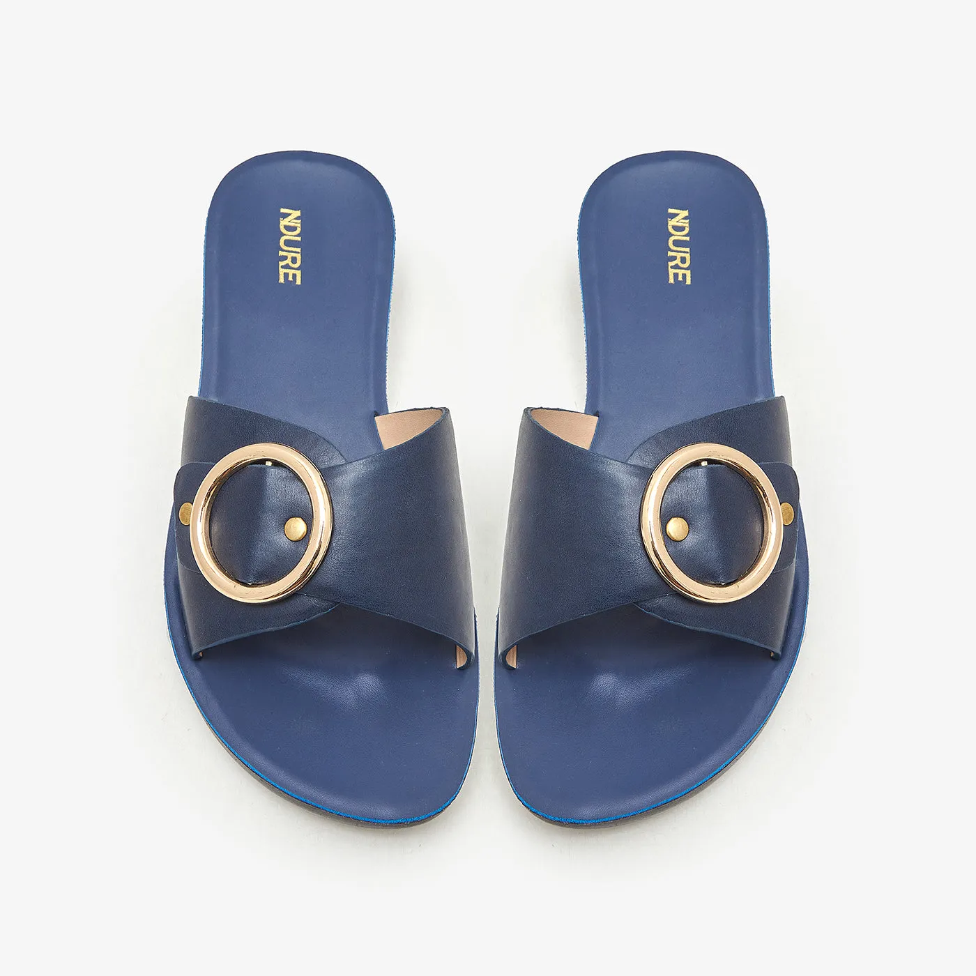 Champagne Flat Shoes Women's Circular Trim Flats