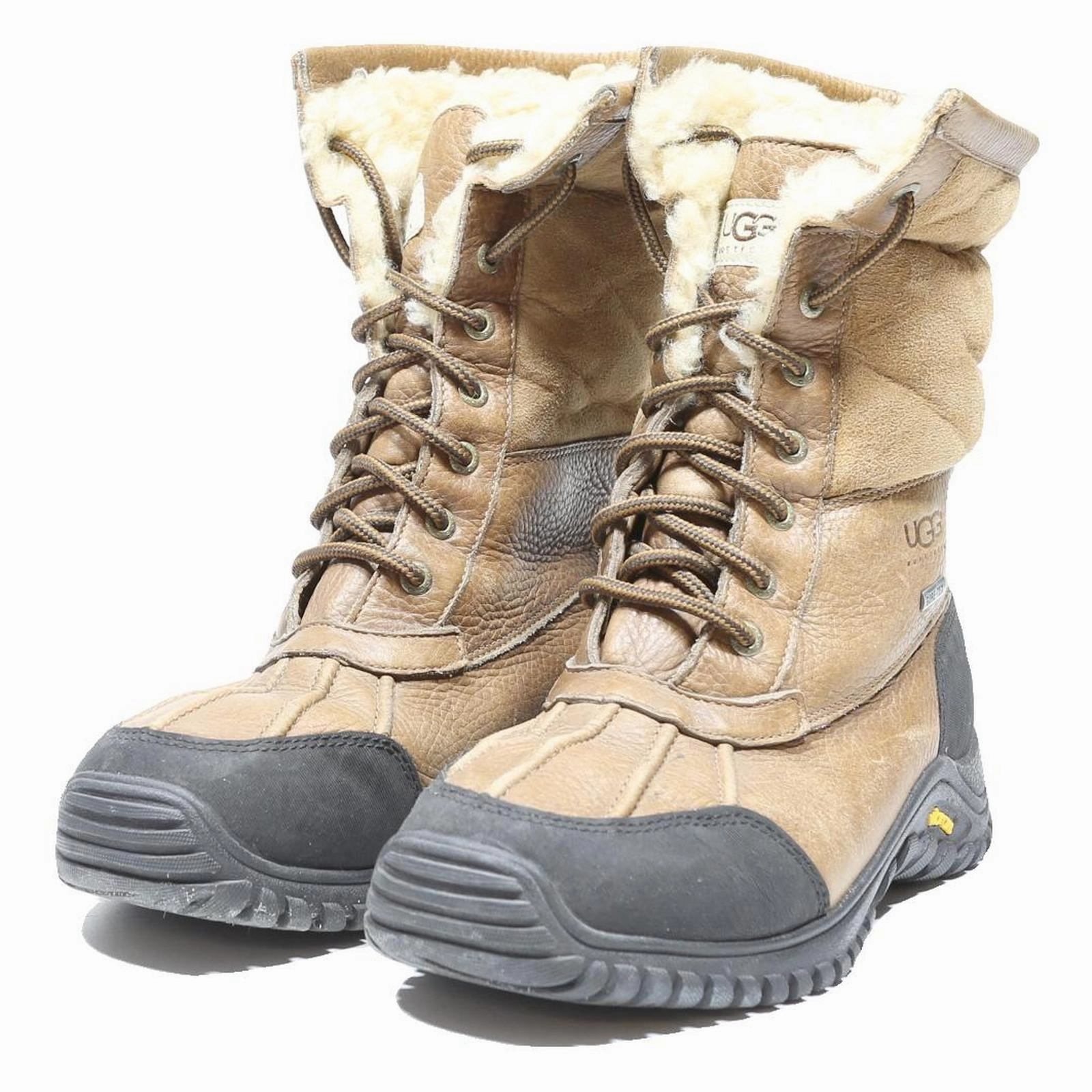 UGG Butte Mens Lace-Up Boots Brown Leather UK 6.5 Waterproof Vibram Sole Square Toe Steel Toe Work