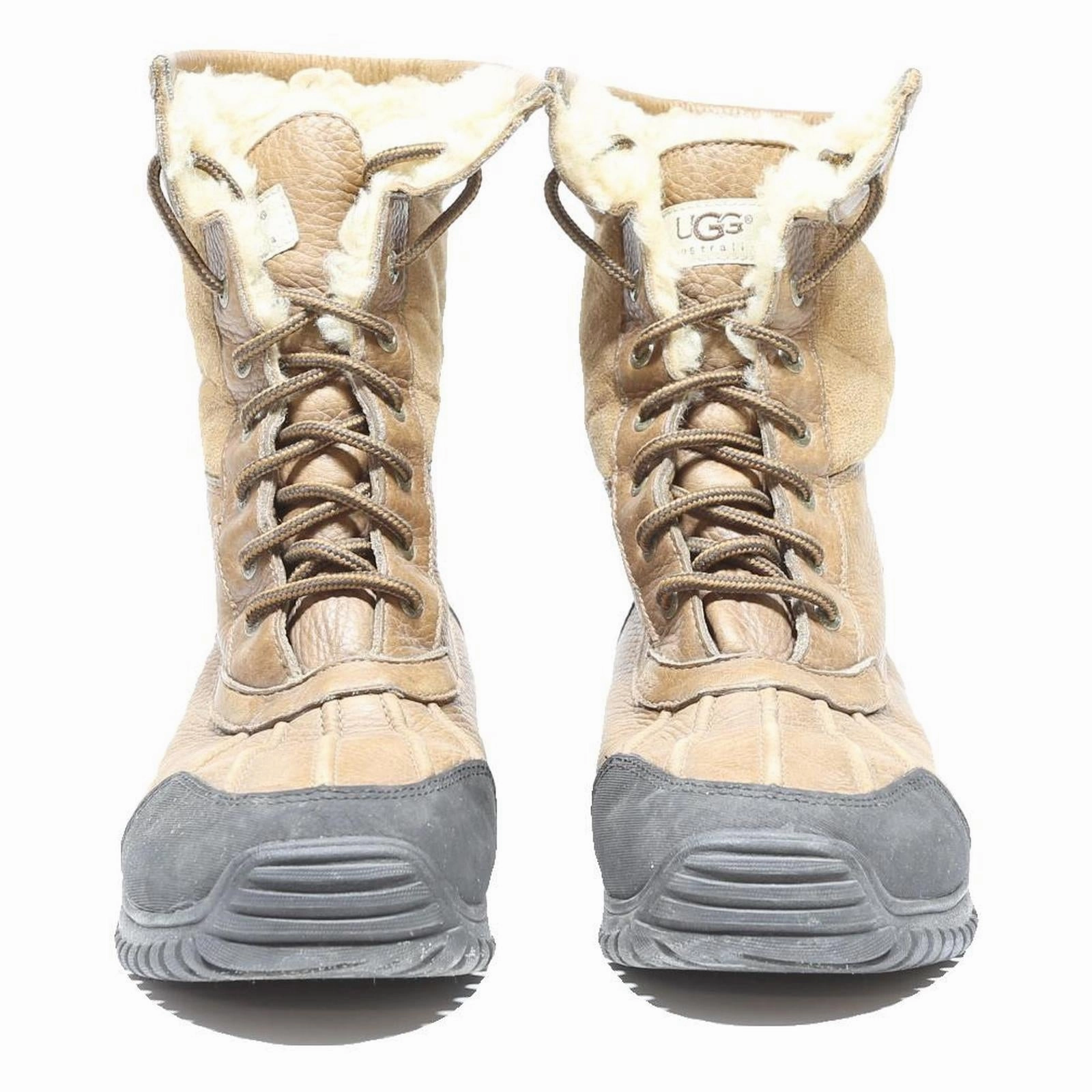 UGG Butte Mens Lace-Up Boots Brown Leather UK 6.5 Waterproof Vibram Sole Insulated Rubber Rain Boots