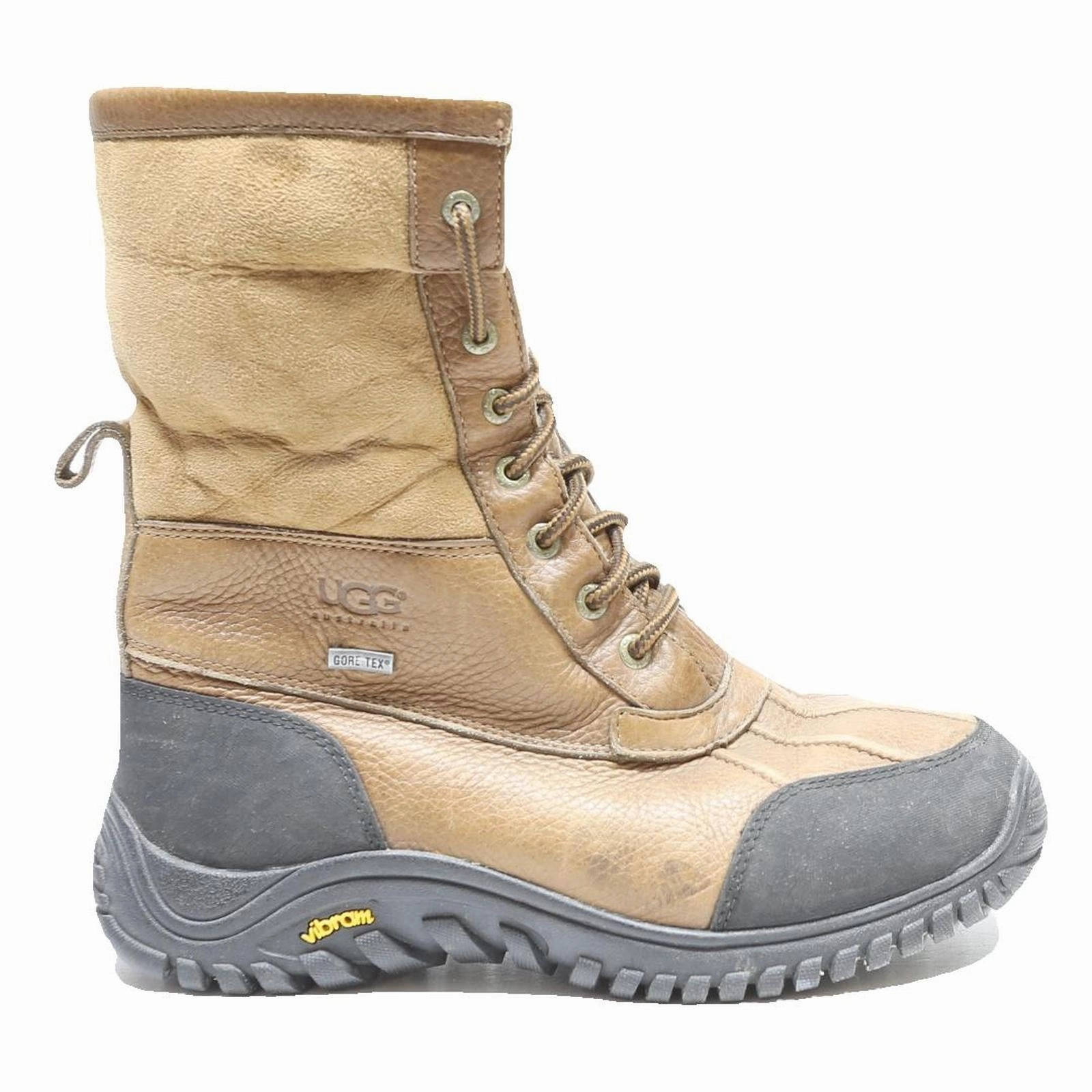 UGG Butte Mens Lace-Up Boots Brown Leather UK 6.5 Waterproof Vibram Sole Adorable Cowboy Boots